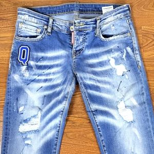 NWOT DSQUARED2 PAINT SPLATTER 30x27.5"  Slim Leg Distressed Button Fly Low Rise